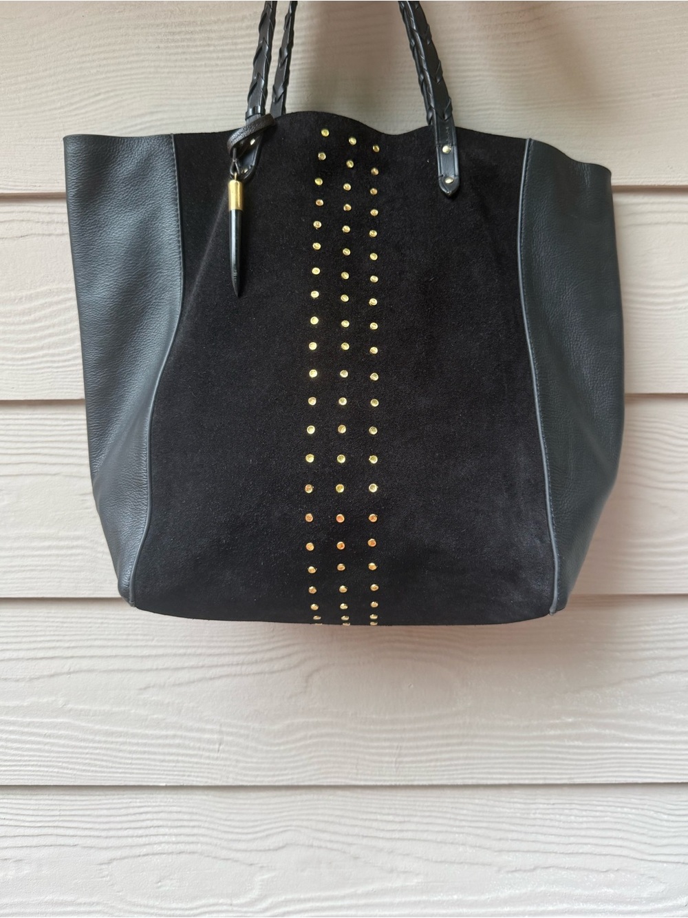 Kempton & Co. 
Black Tote Bag with Gold Stud Accent - Women Bags
